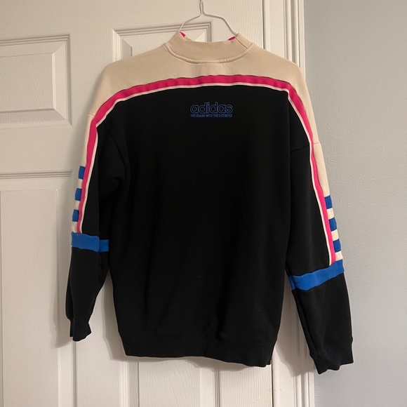 UO Adidas Originals Retro Mock Neck Colorblock Moto Racer Pullover Sweatshirt - Picture 15 of 16